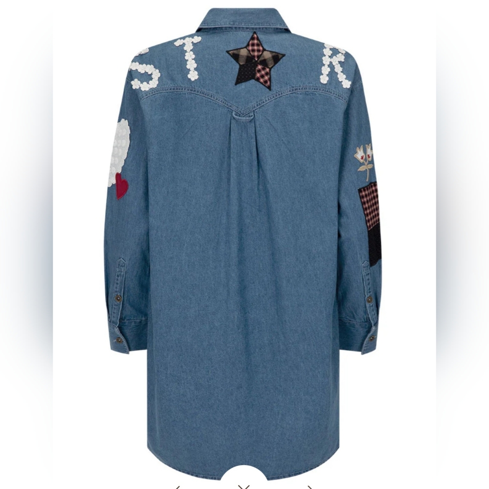 Spell Bombshell Patchwork Chambray Shirt or Mini Dress Size Large NWT - Picture 7 of 8